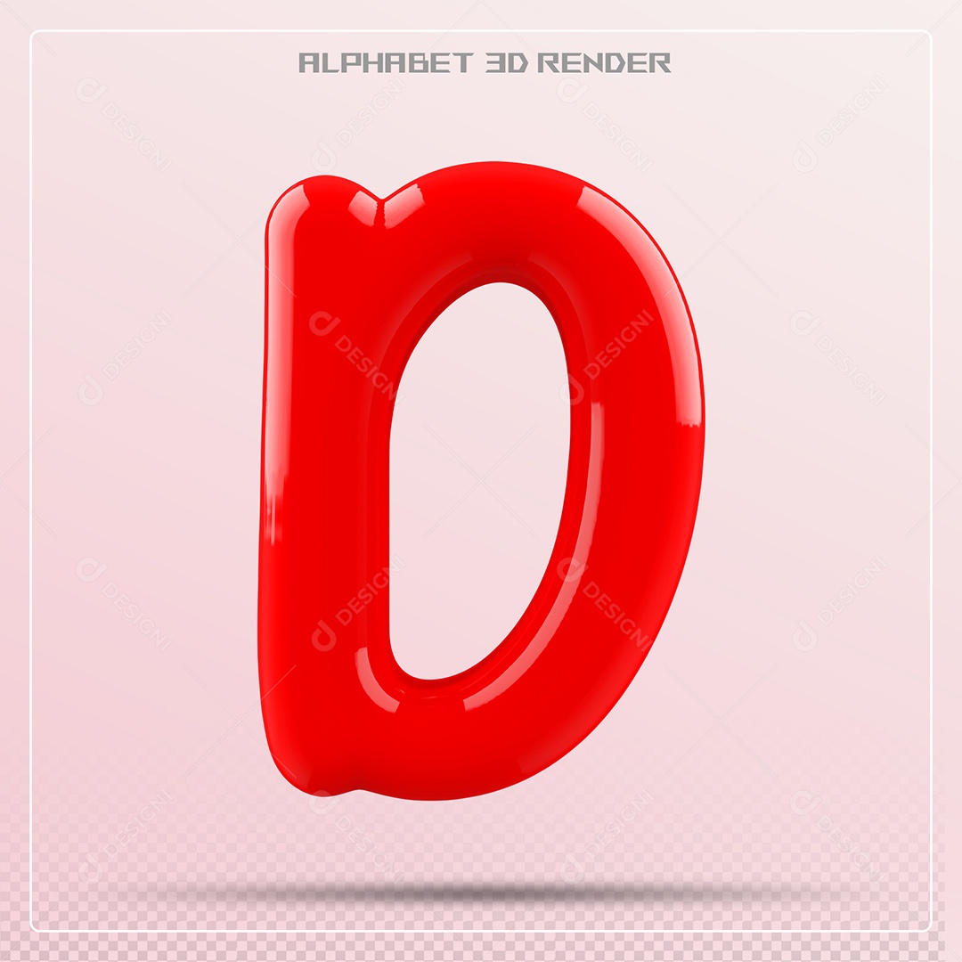 Letra Vermelha D Maiúscula Elemento 3D Para Composição PSD