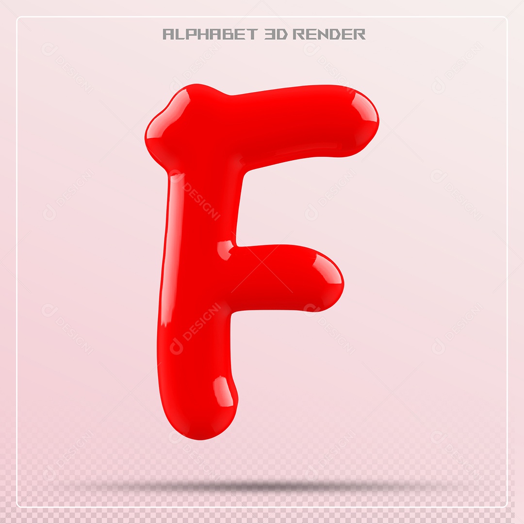 Letra Vermelha F Maiúscula Elemento 3D Para Composição PSD