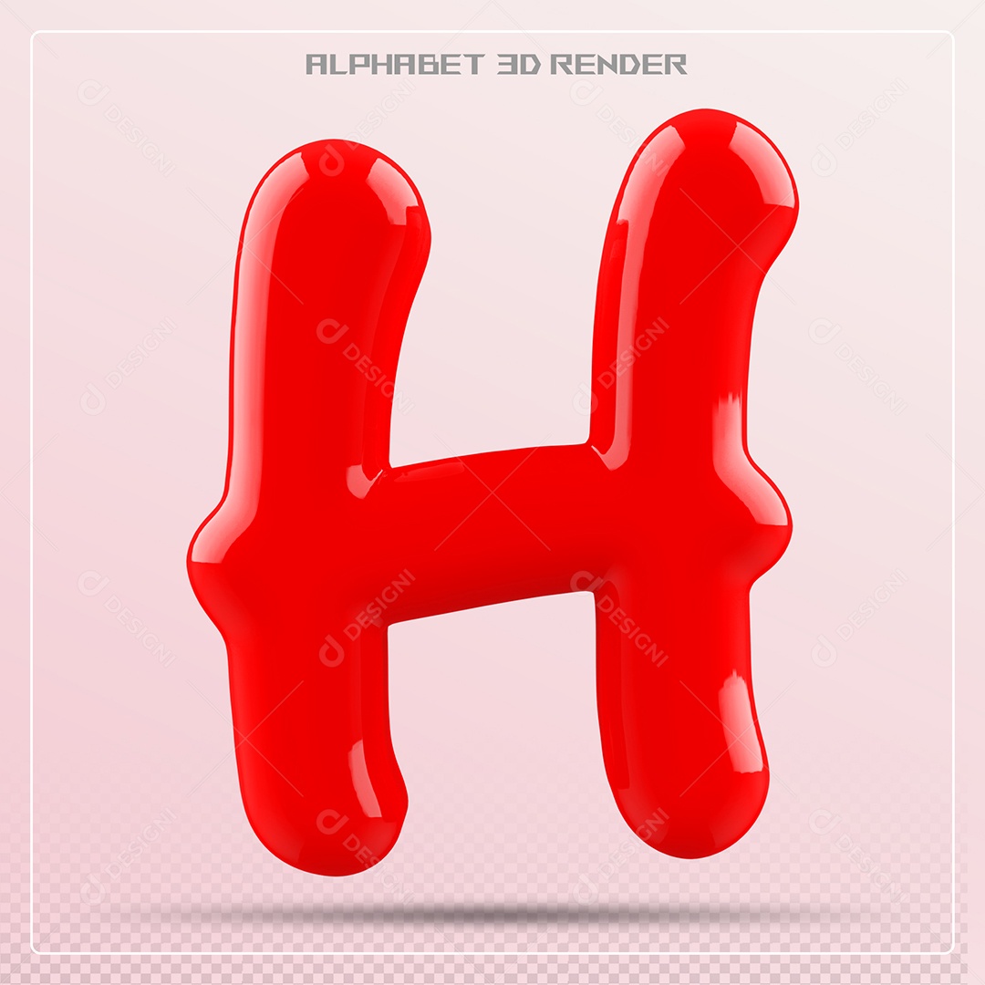 Letra Vermelha H Maiúscula Elemento 3D Para Composição PSD