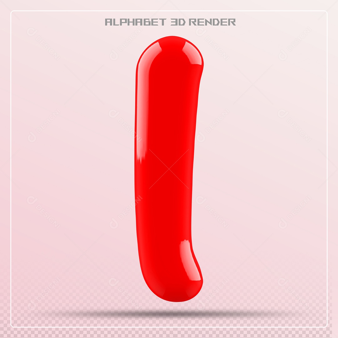 Letra Vermelha I Maiúscula Elemento 3D Para Composição PSD
