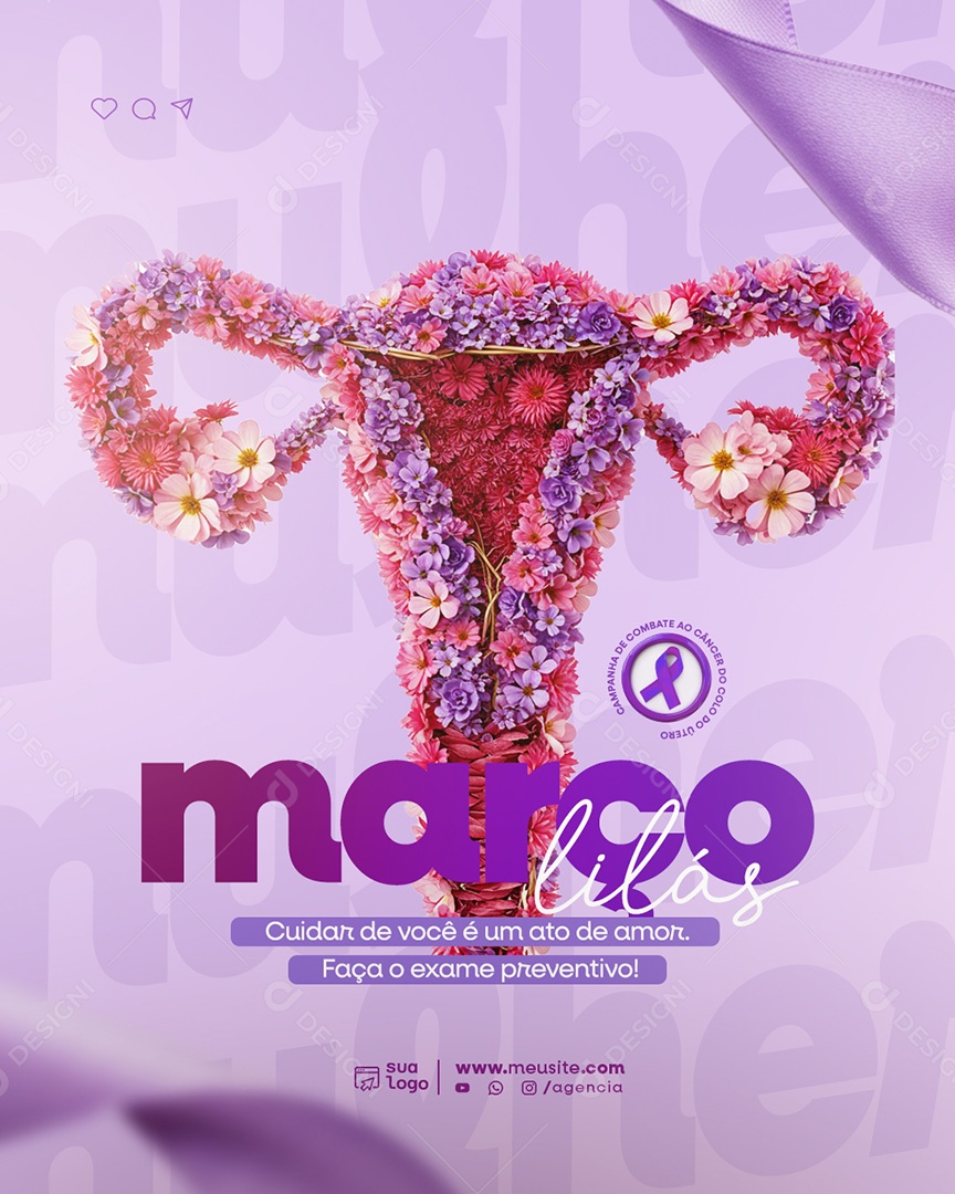 Março Lilás Mês de Conscientização Social Media PSD Editável