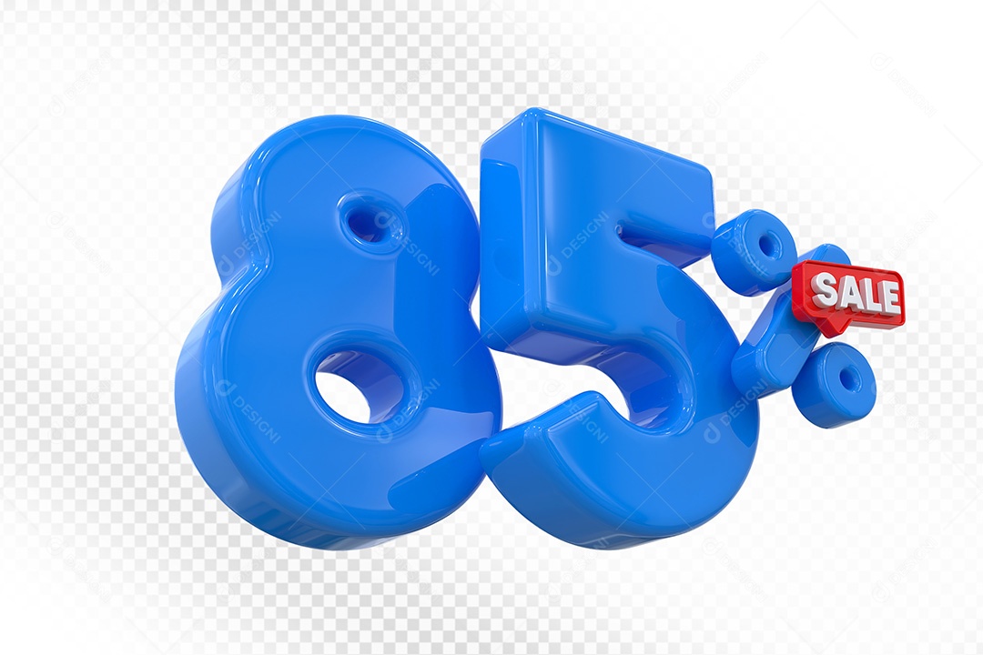 Elemento 3D Número 85% Azul Para Composição PSD