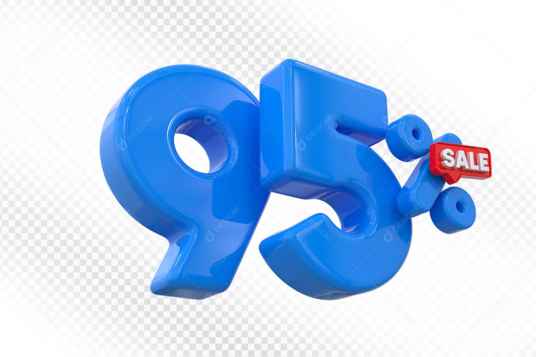 Elemento 3D Número 95% Azul Para Composição PSD