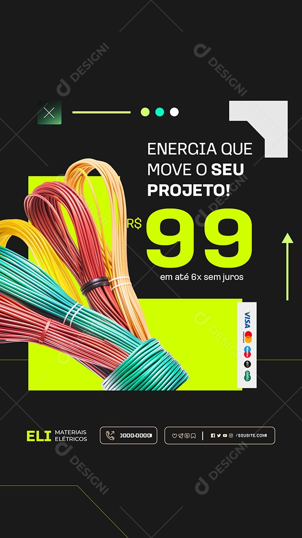 Story Materiasi Eletricos Energia Que Move o Seu Projeto Social Media PSD Editável