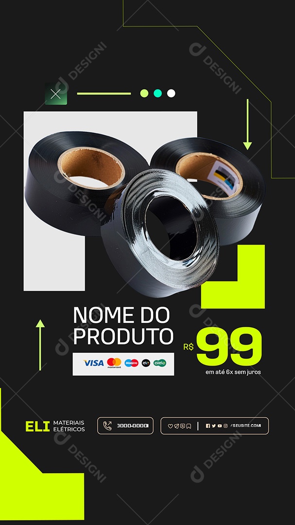Story Materiasi Eletricos Fita Isolante Social Media PSD Editável