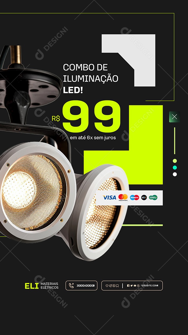 Story Materiasi Eletricos Combo de Iluminação Social Media PSD Editável