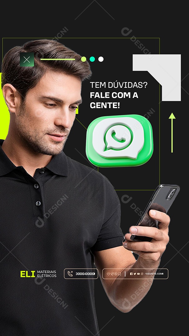 Story Materiasi Eletricos Tem Dúvidas Fale Coma Gente Social Media PSD Editável