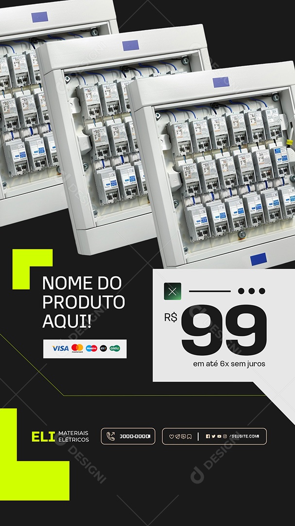 Story Materiasi Eletricos Disjuntores Social Media PSD Editável