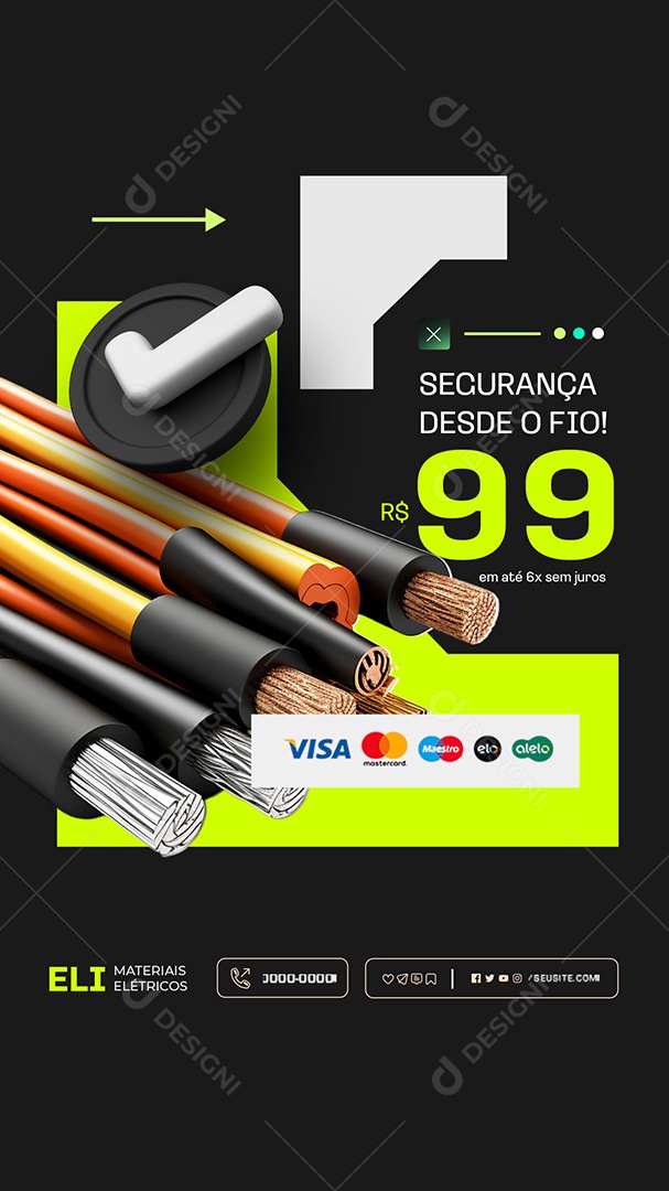 Story Elétrica Segurança Desde o Fio Social Media PSD Editável