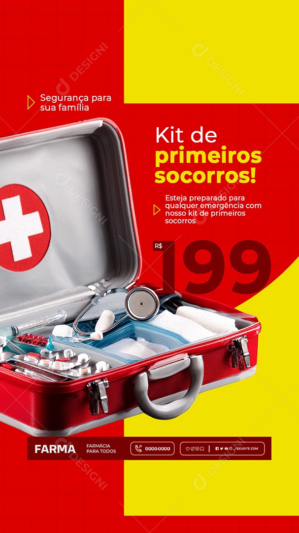 Story Farmácia Kit de Primeiros Socorros Social Media PSD Editável