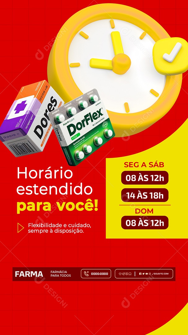 Story Farmácia Horário Estendido para Você Social Media PSD Editável