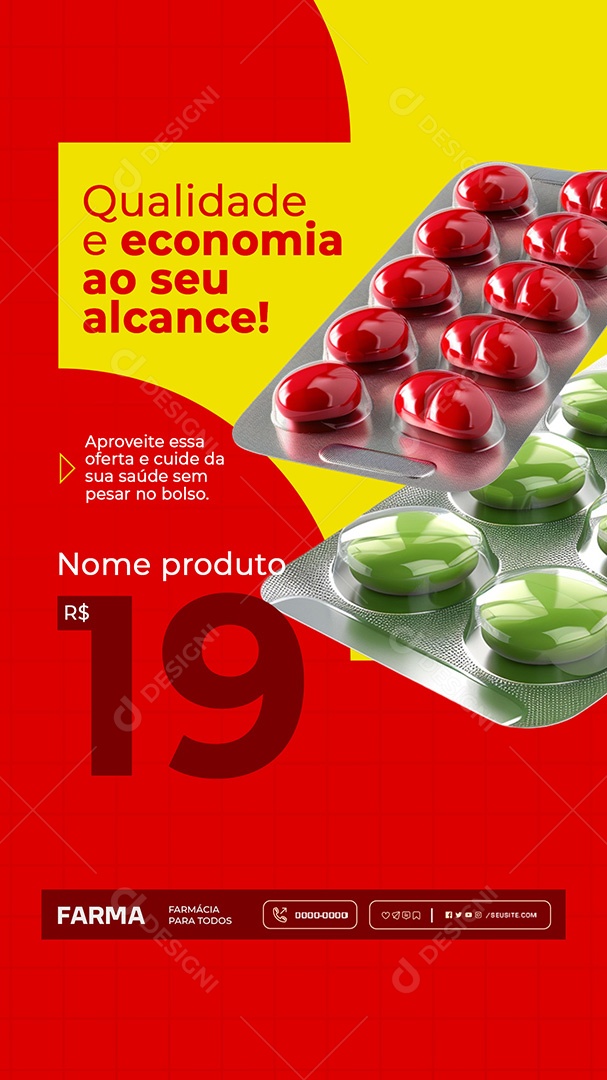 Story Farmácia Qualidade e Economia Social Media PSD Editável