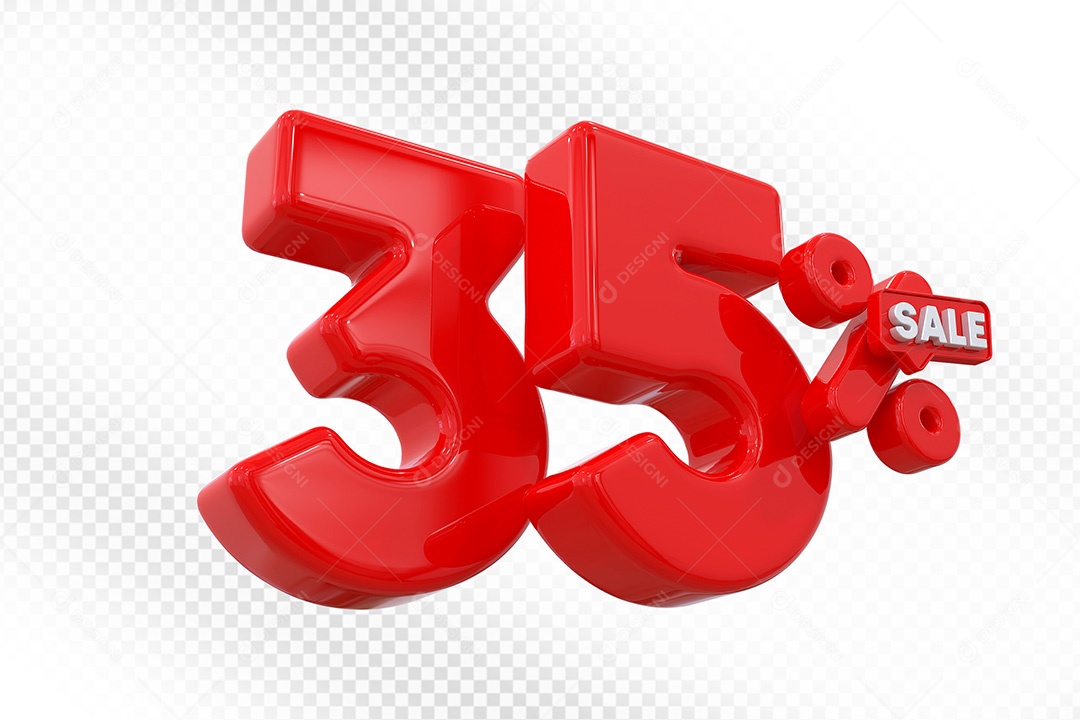 Elemento 3D Número 35% Vermelho Para Composição PSD
