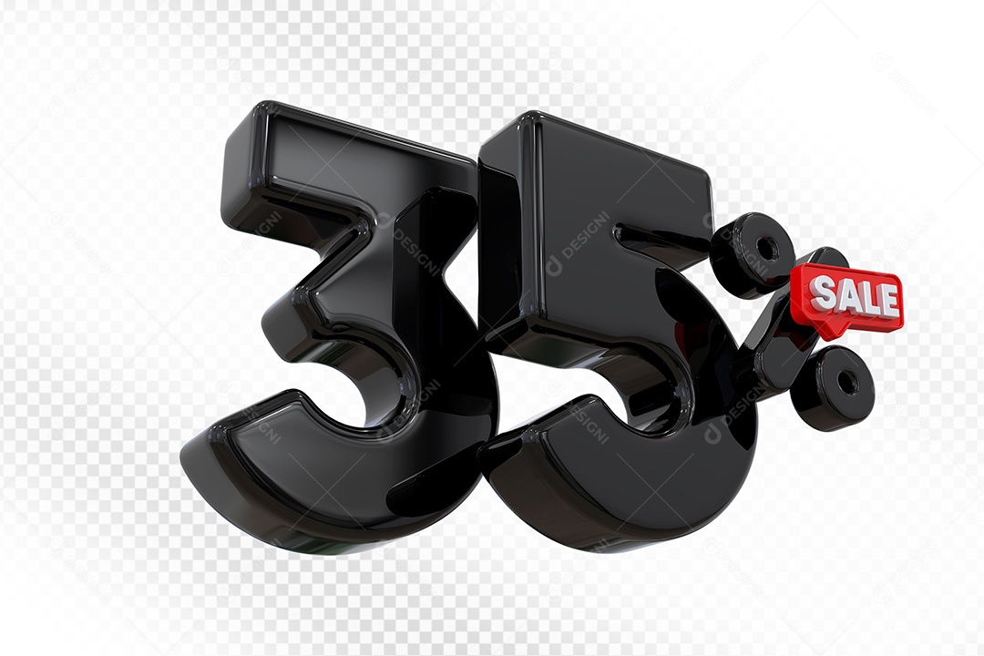 Elemento 3D Número 35% Preto Para Composição PSD