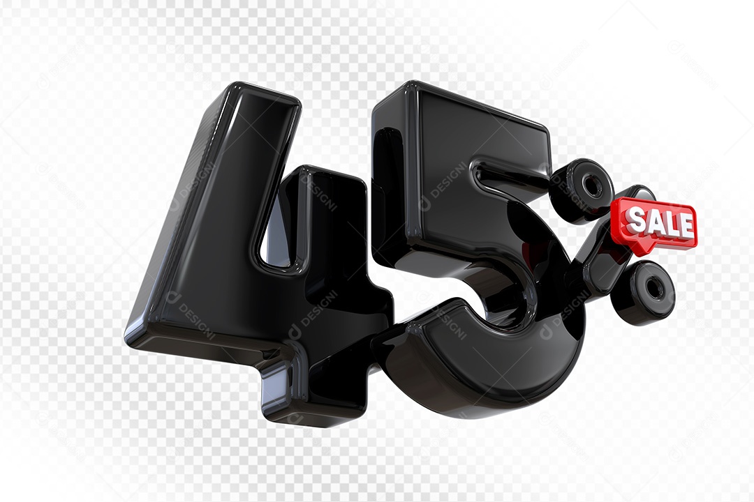Elemento 3D Número 45% Preto Para Composição PSD