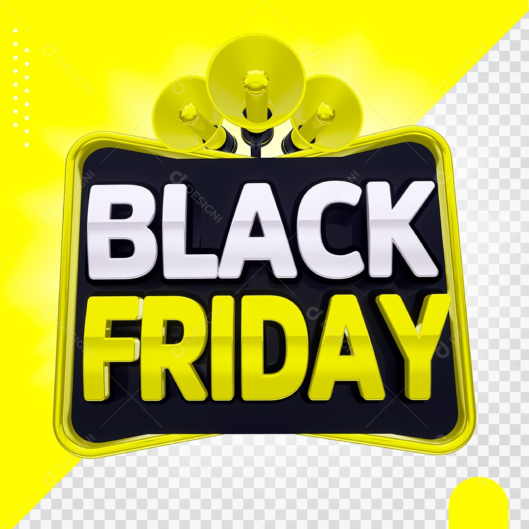Selo 3D Para Composição Black Friday Amarelo PSD