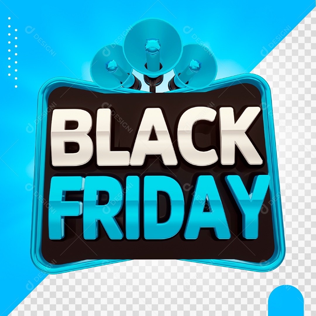 Selo 3D Para Composição Black Friday Azul PSD