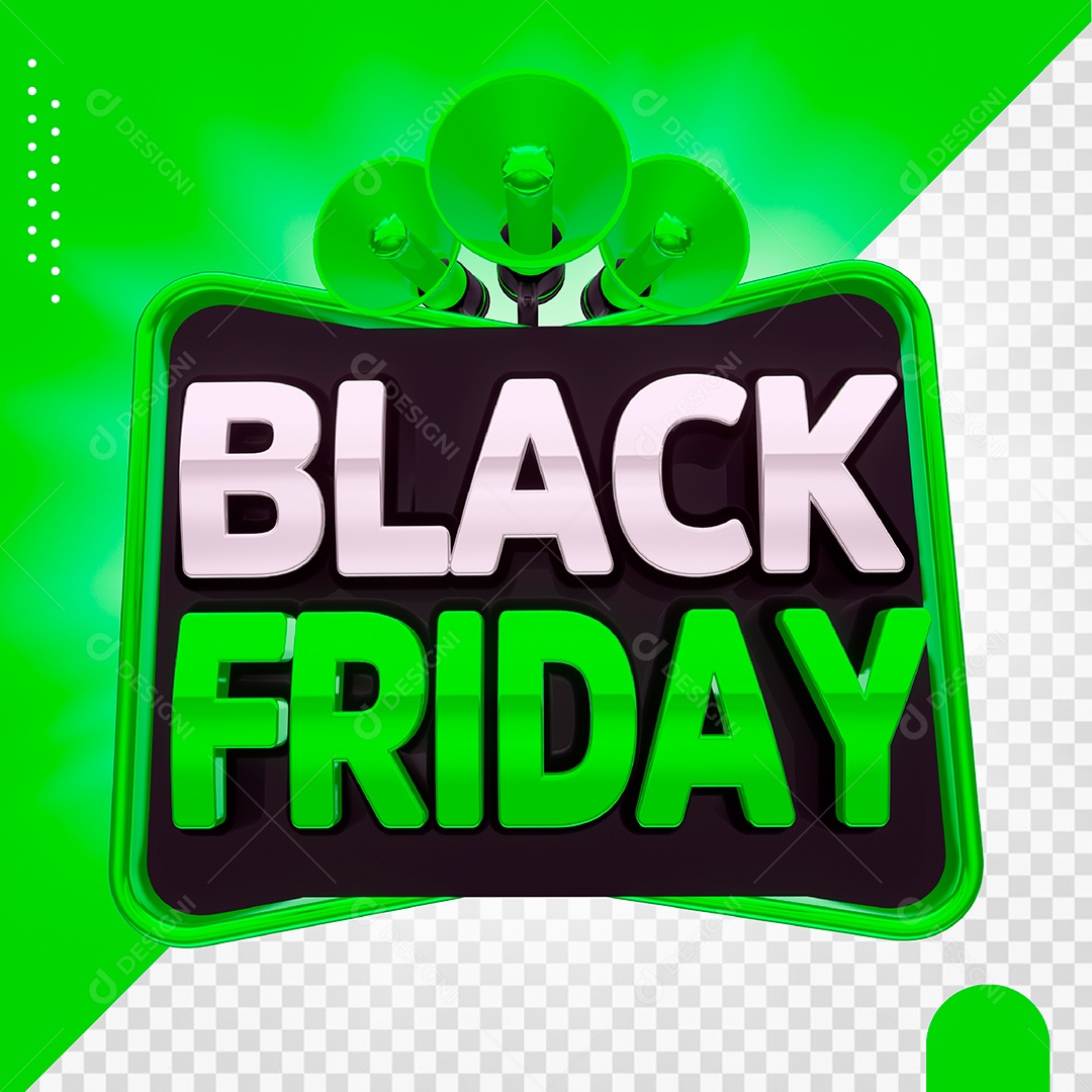 Selo 3D Para Composição Black Friday Verde PSD