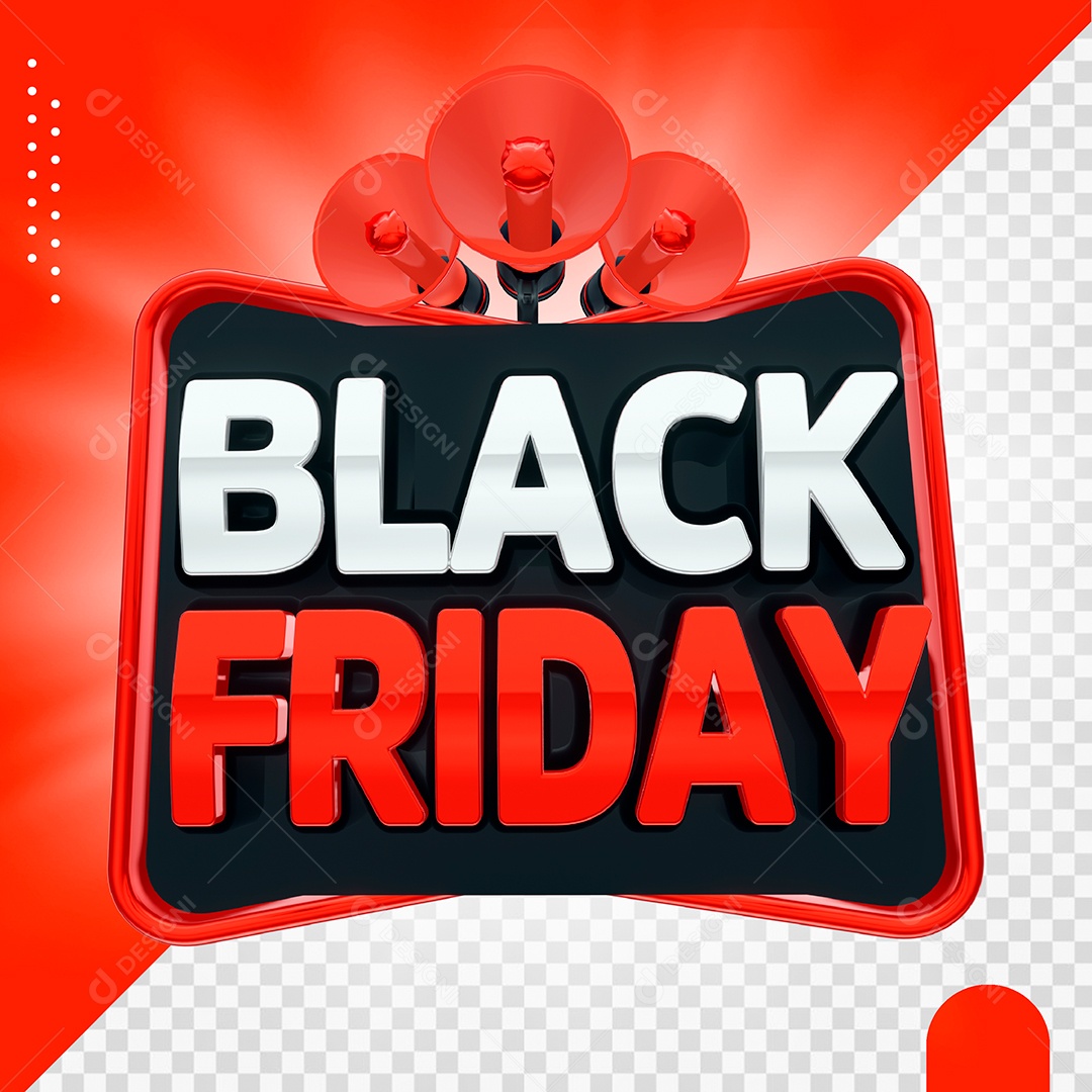 Selo 3D Para Composição Black Friday Vermelho PSD