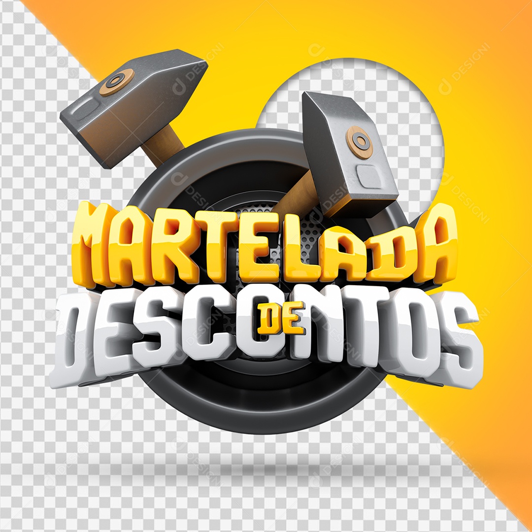 Martelada De Descontos Selo 3D para Composição PSD