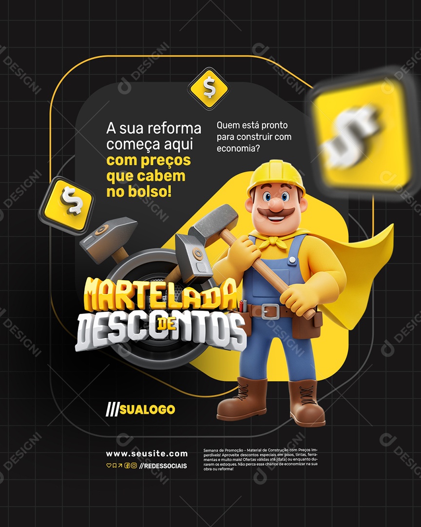 Martelada de Descontos A Sua Reforma Começa Aqui Social Media PSD Editável