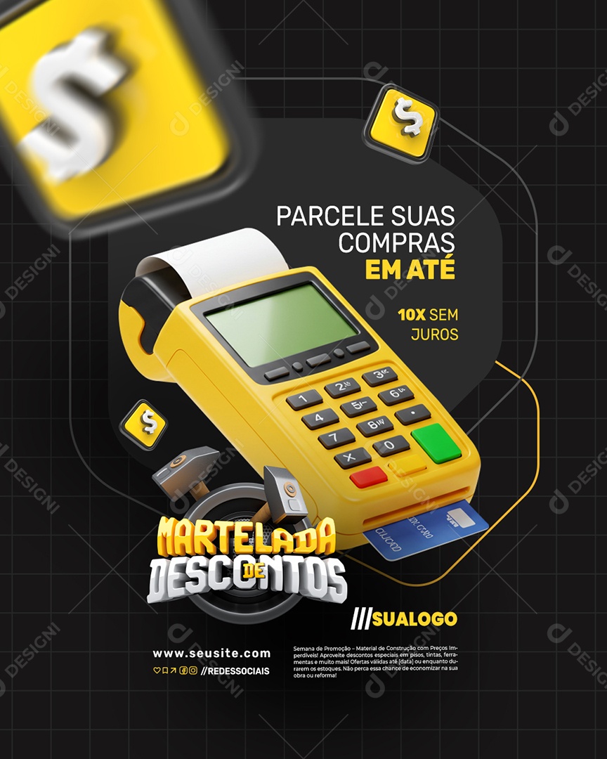 Martelada de Descontos Parcele suas Compras Social Media PSD Editável