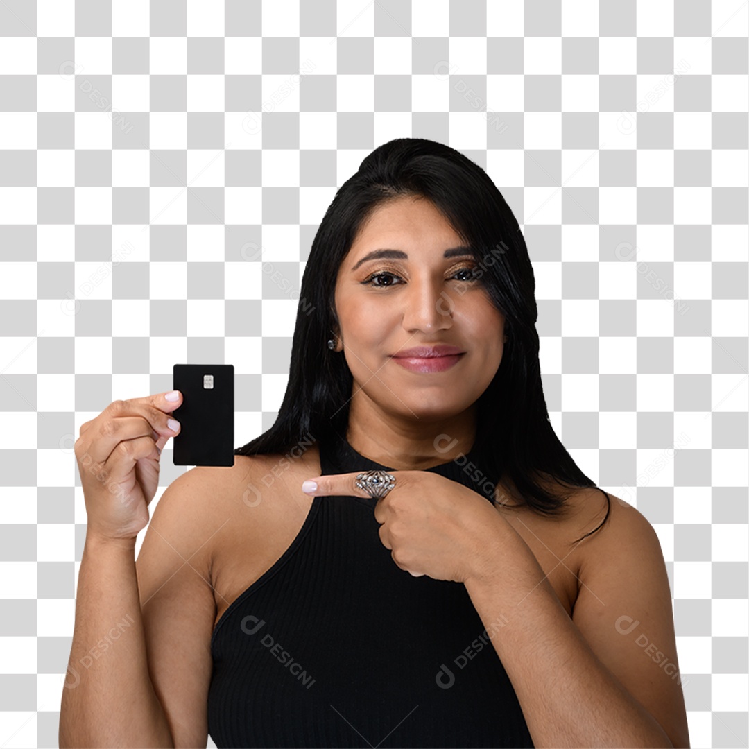 Mulher com Cartão Black PNG Transparente