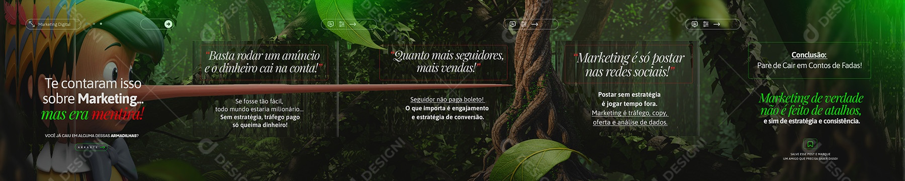 Carrossel Marketing Mentiras Que Te Contaram Social Media PSD Editável