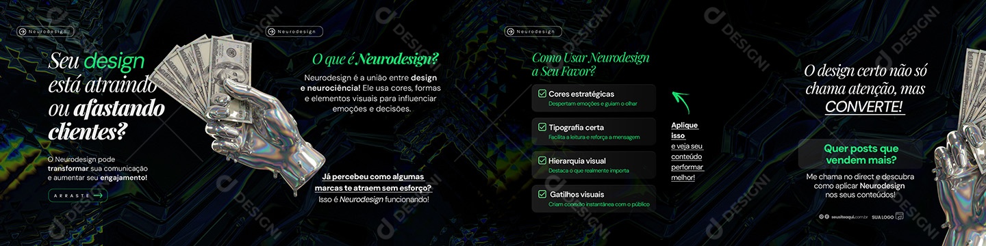 Carrossel Marketing o Neurodesign Vendas Social Media PSD Editável