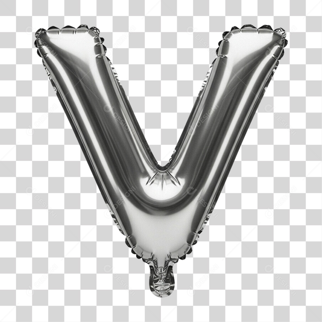 Alfabeto Letra V em Balão de Ar PNG Transparente