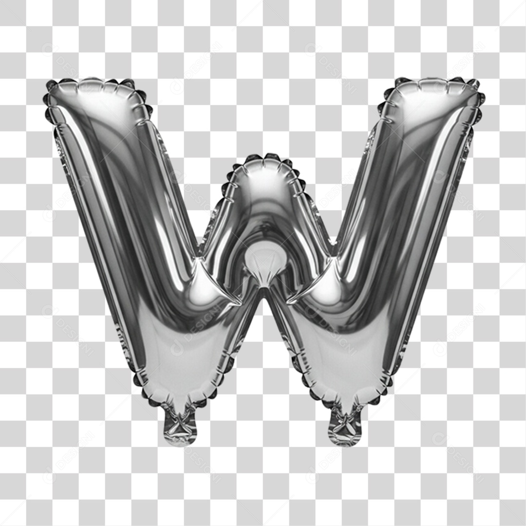 Alfabeto Letra W em Balão de Ar PNG Transparente