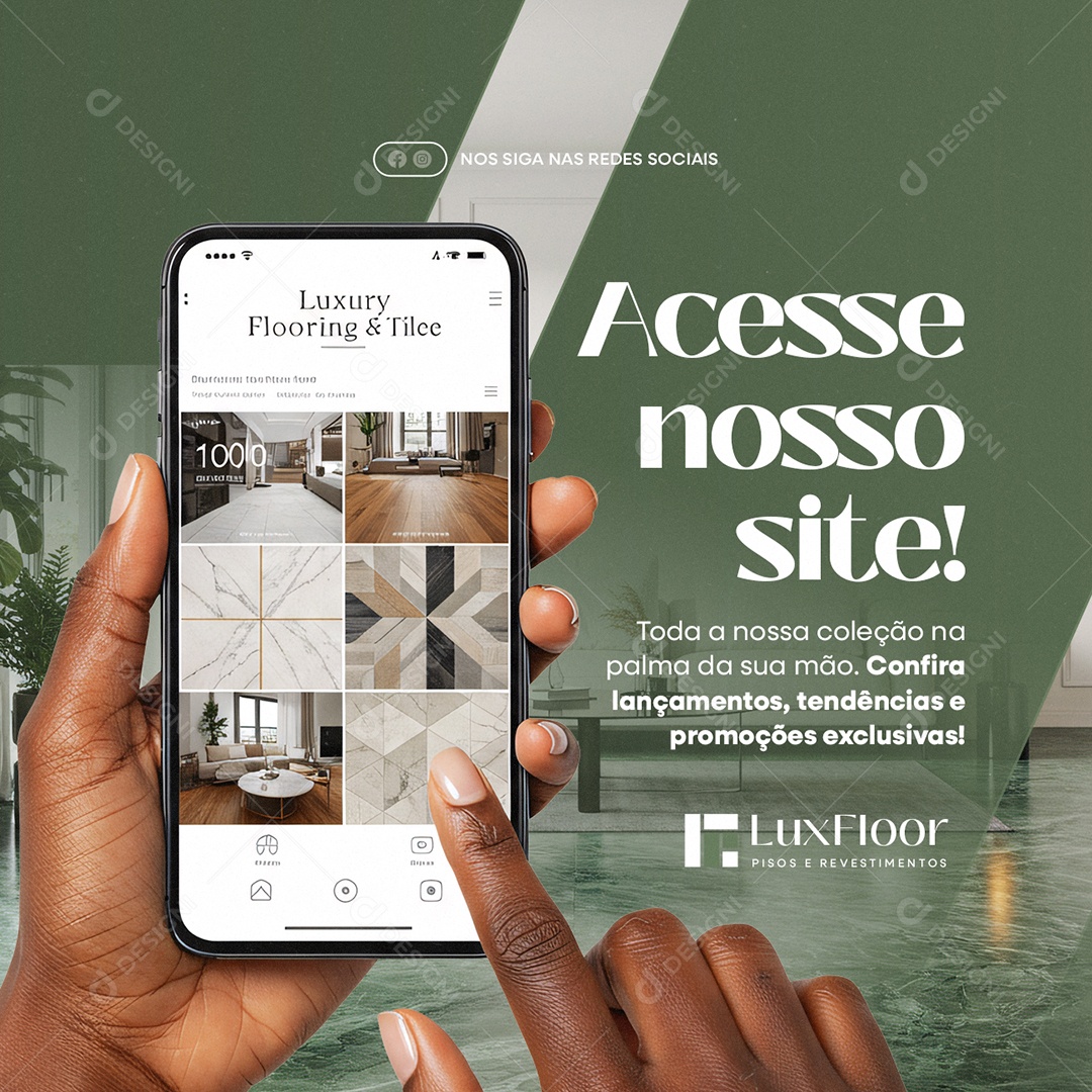 Pisos Revestimentos Acesso Nosso Site Social Media PSD Editável
