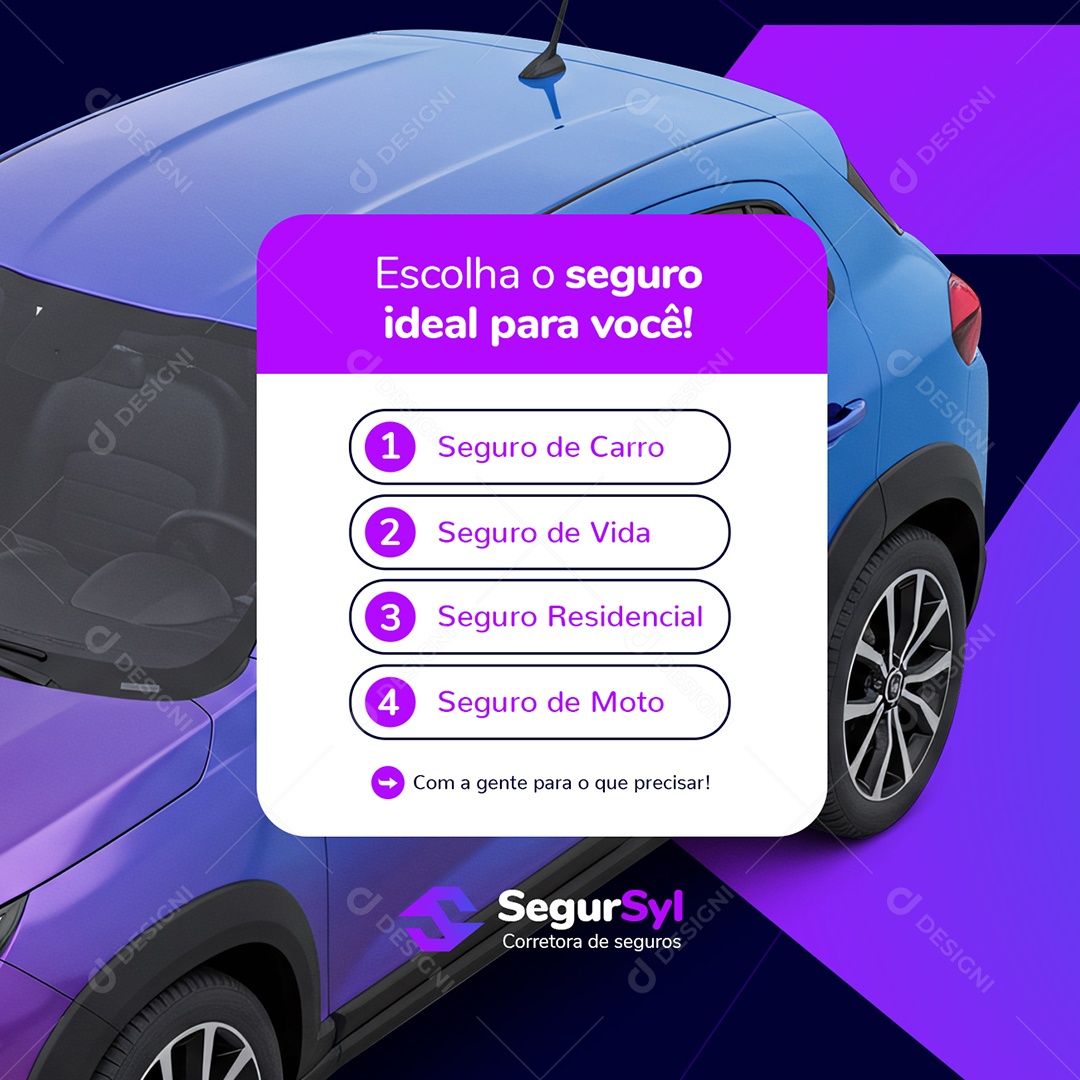 Seguradora Escolhar o Seguro Ideal para Você Social Media PSD Editável