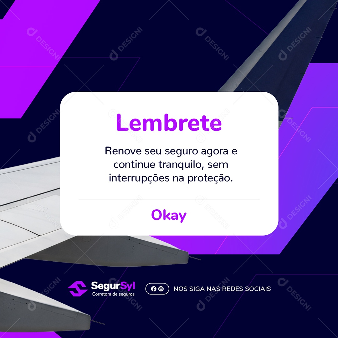 Seguradora Lembrete Okay Social Media PSD Editável