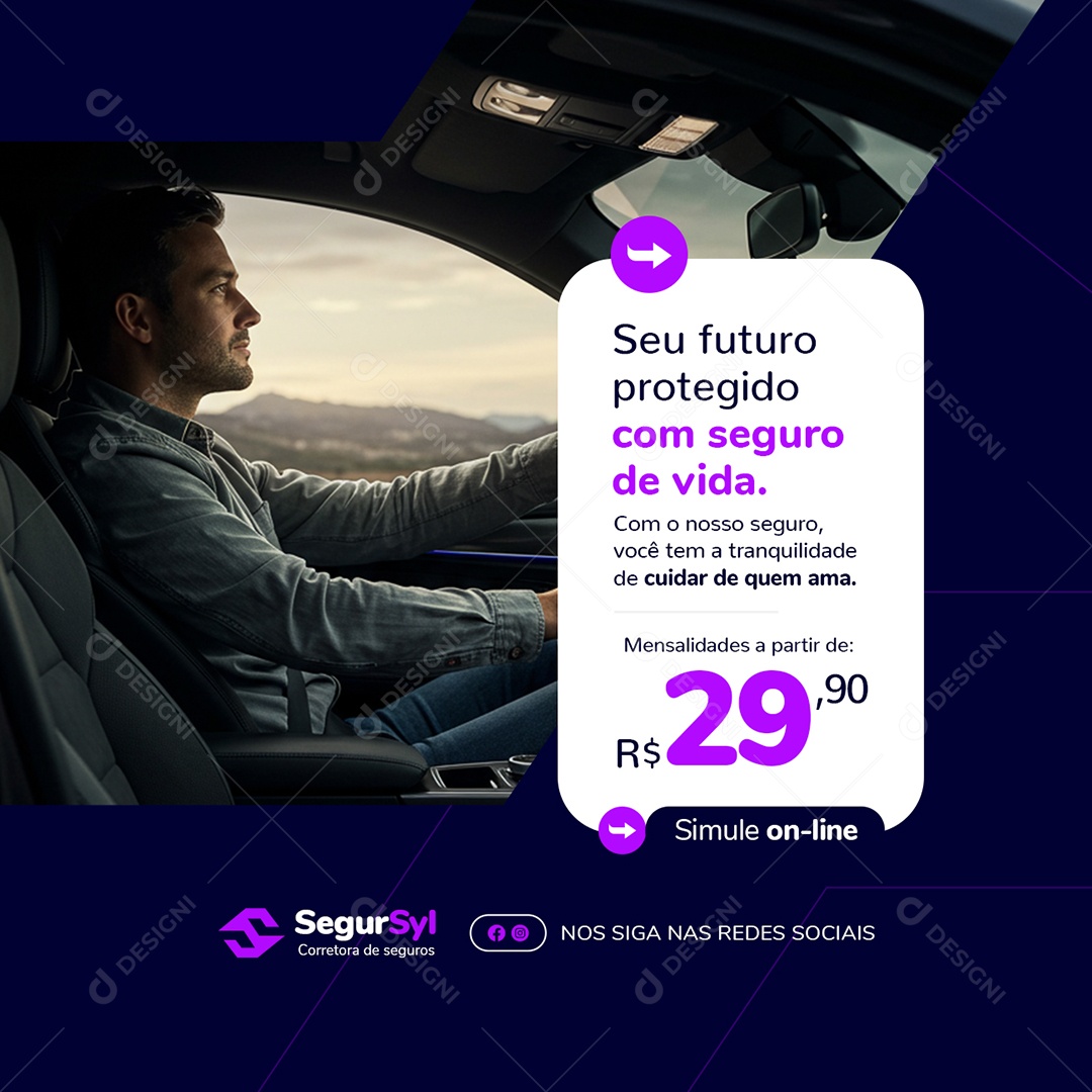 Seguradora Seu Futuro Protegido com Seguro de Vida Social Media PSD Editável