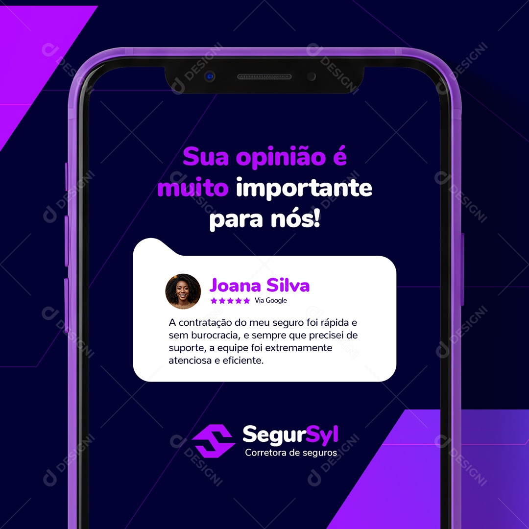 Seguradora Sua Opinião é Muito Importante para Nós Social Media PSD Editável