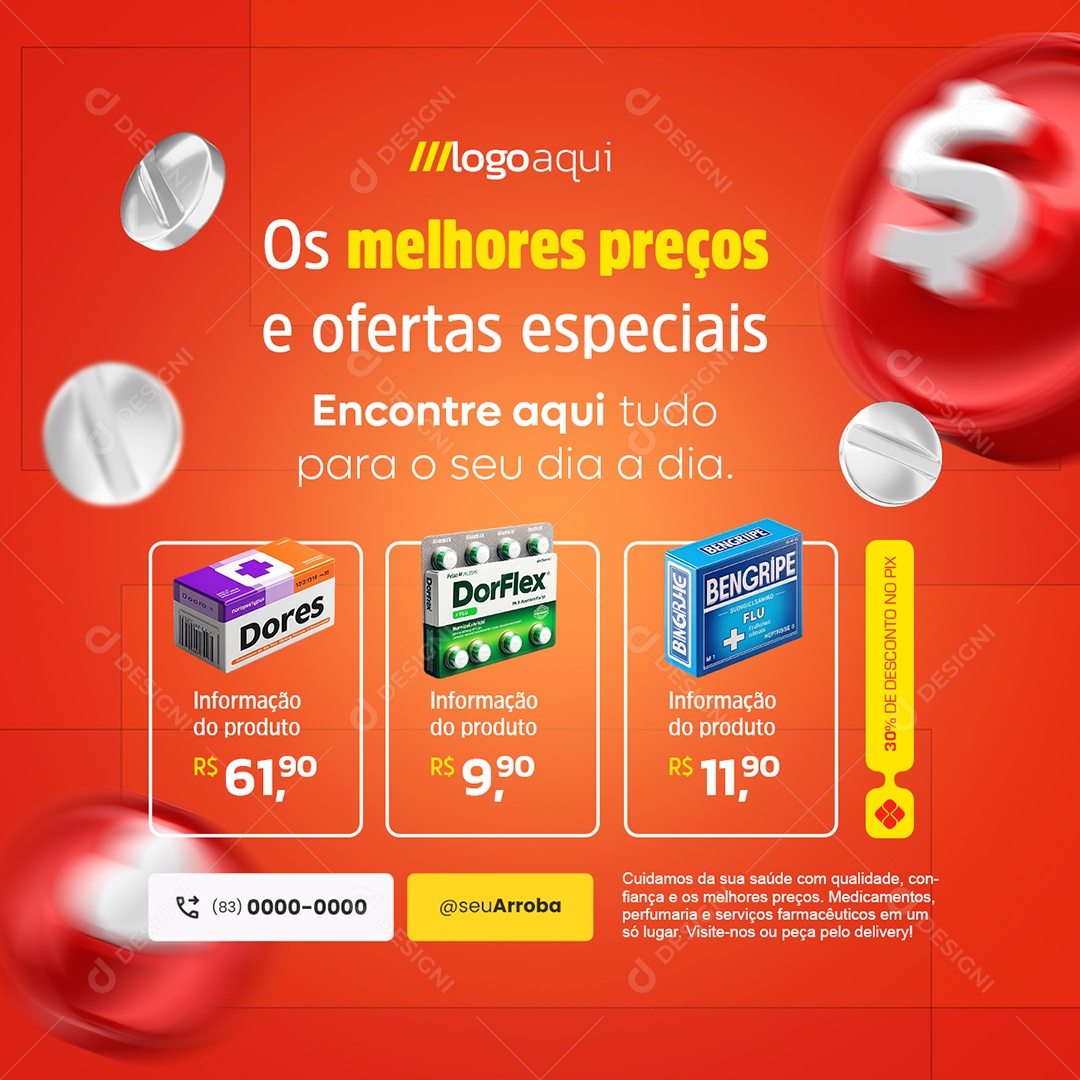 Farmácia Os Melhores Preços Social Media PSD Editável