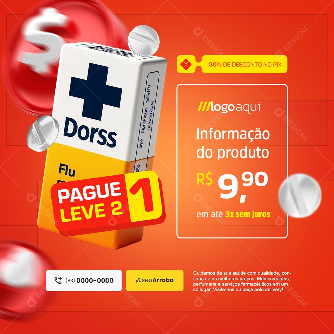 Farmácia Pague Um Leve Dois Social Media PSD Editável