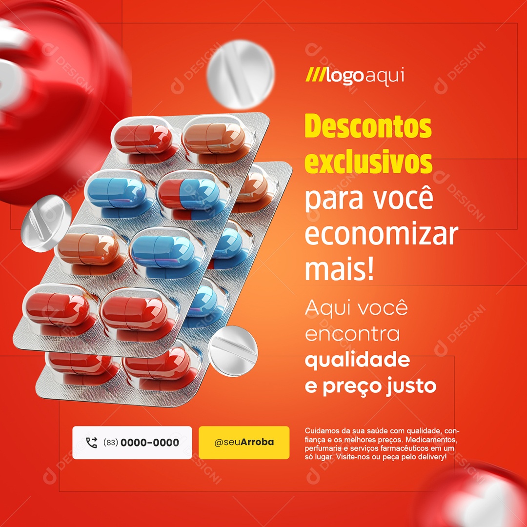 Farmácia Descontos Exclusivos Social Media PSD Editável