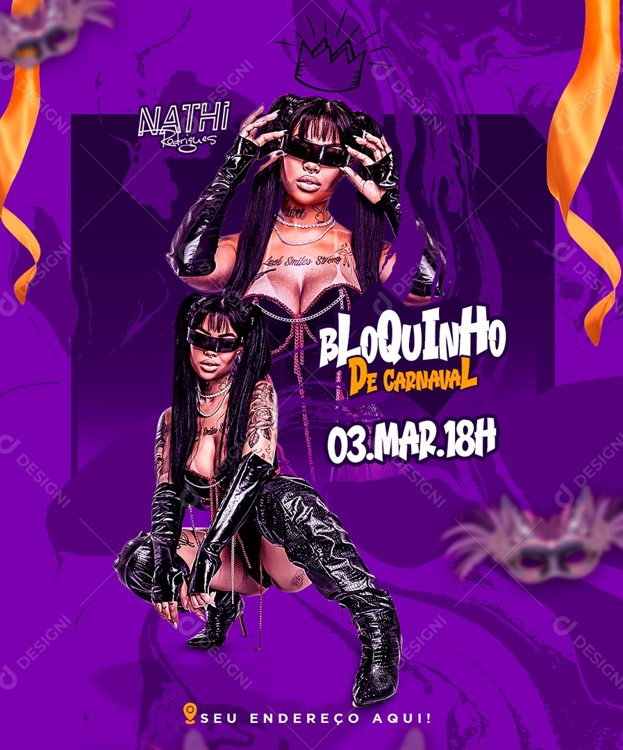 Show Bloquinho de Carnaval Social Media PSD Editável