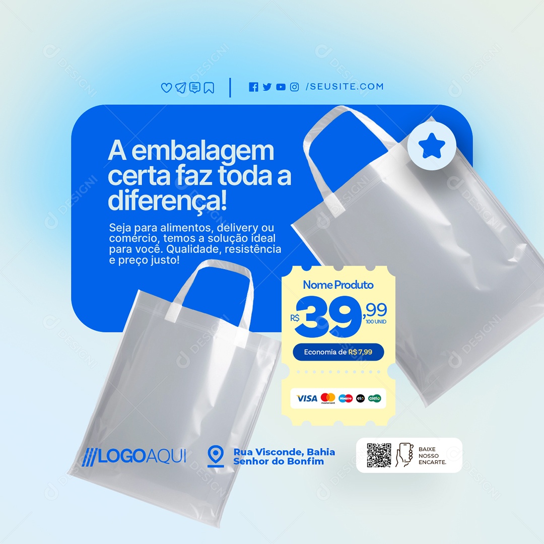 Embalagens A Embalagem Certa Faz Toda a Diferença Social Media PSD Editável