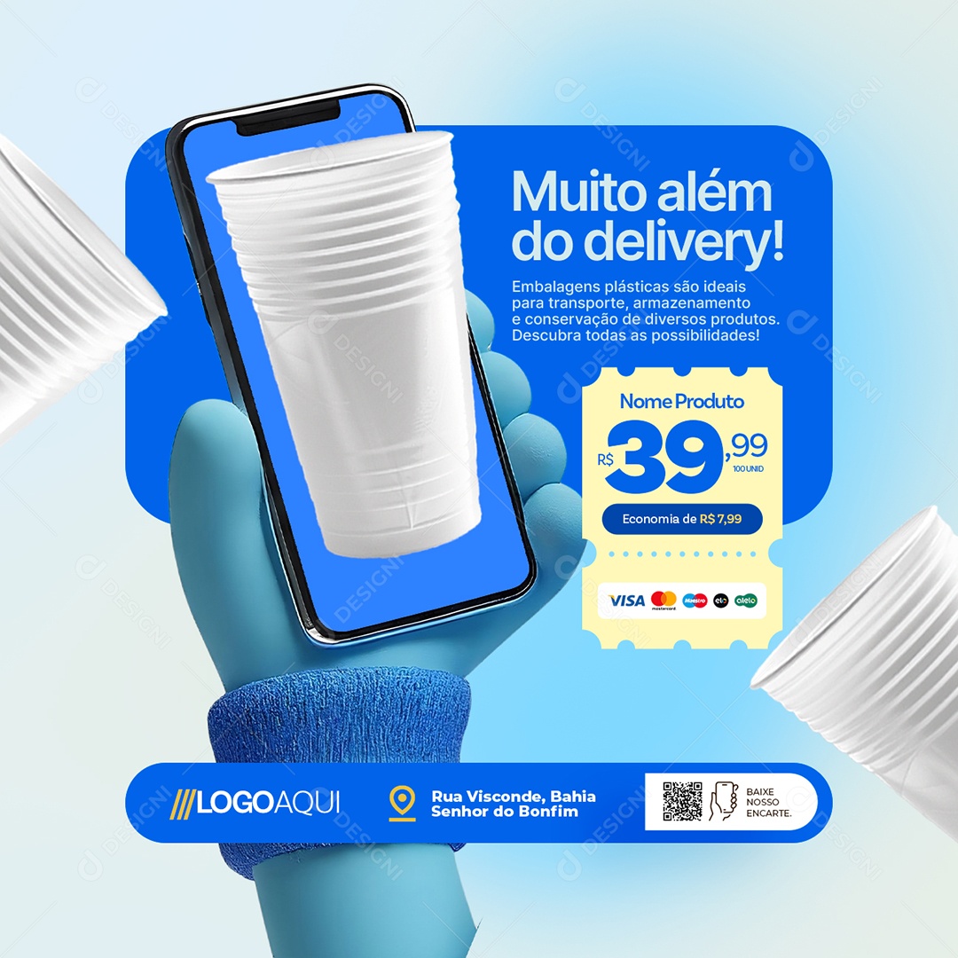 Embalagens Muito Além do Delivery Social Media PSD Editável