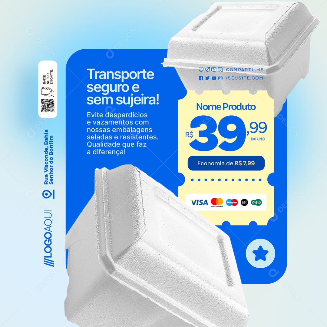 Embalagens Transporte Seguro e Sem Jujeira Social Media PSD Editável