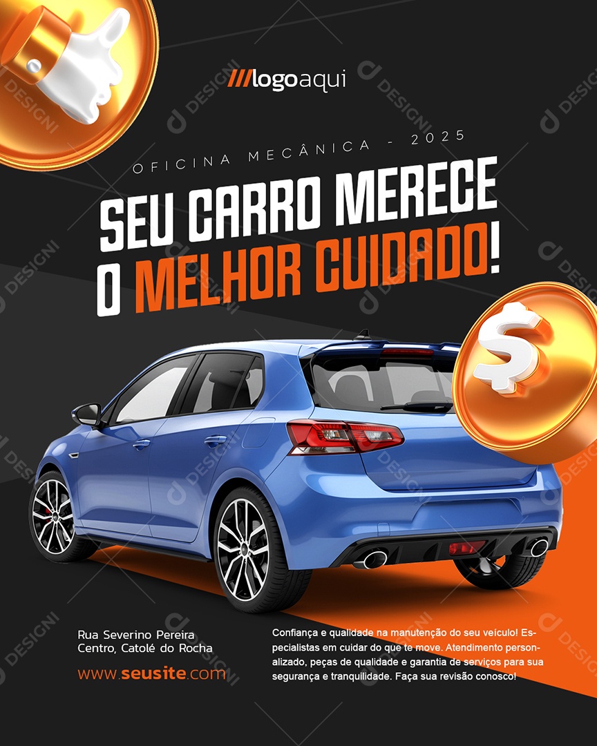 Social Media Oficina Mecânica Seu Carro Merece o Melhor Cuidado PSD Editável