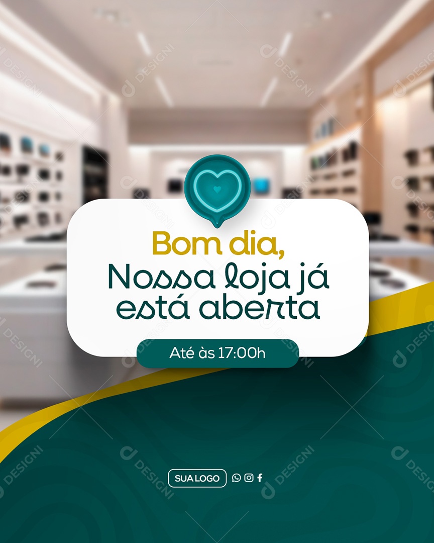 Comunicado Bom Dia Nossa Loja já Esta Aberta Social Media PSD Editável