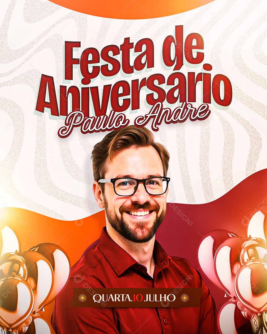 Feliz Aniversário Parabéns Paulo André Social Media PSD Editável