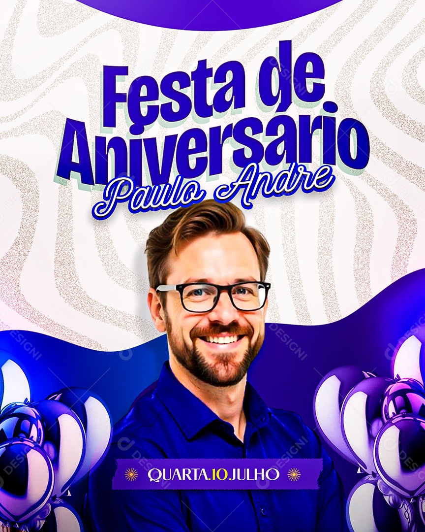 Feliz Aniversário Parabéns Paulo André Social Media PSD Editável
