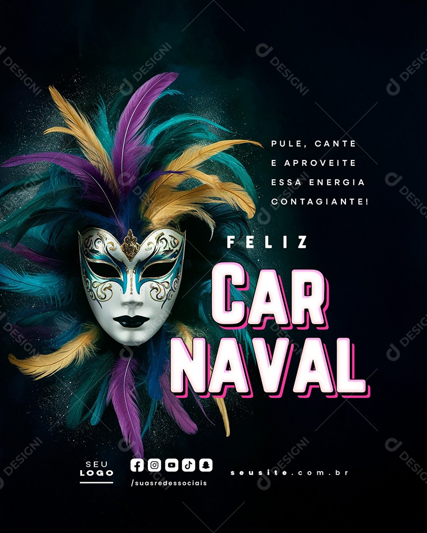 Feliz Carnaval Pule Cante e Aproveite Social Media PSD Editável