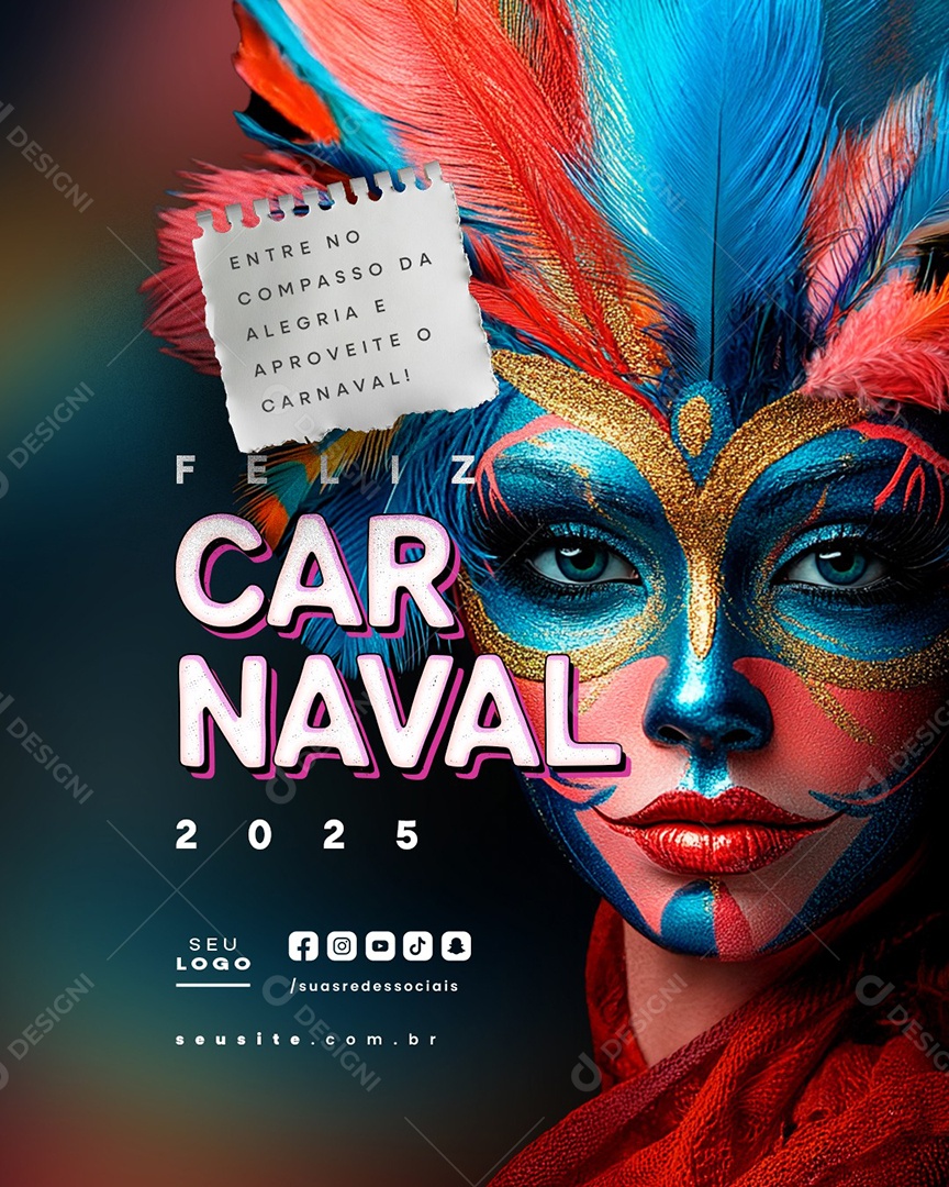 Feliz Carnaval 2025 Social Media PSD Editável