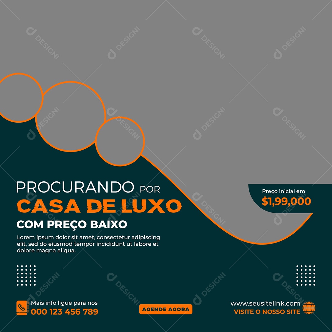 Imobiliária Procurando Por Casa de Luxo Social Media PSD Editável